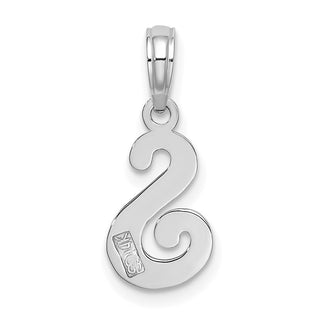 14k White Gold Polished S Script Initial Pendant