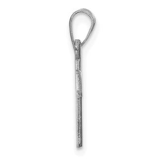 14k White Gold Polished V Script Initial Pendant