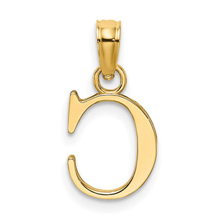 14k Yellow Gold Polished C Block Initial Pendant