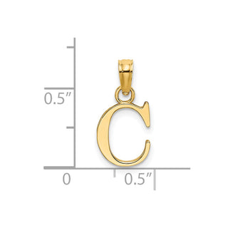 14k Yellow Gold Polished C Block Initial Pendant
