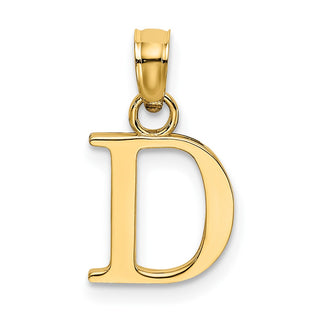 14k Yellow Gold Polished D Block Initial Pendant