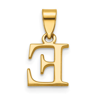14k Yellow Gold Polished E Block Initial Pendant