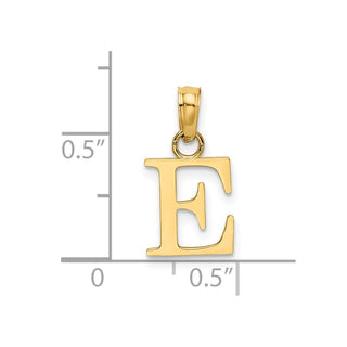 14k Yellow Gold Polished E Block Initial Pendant