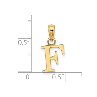 14k Yellow Gold Polished F Block Initial Pendant