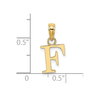 14k Yellow Gold Polished F Block Initial Pendant