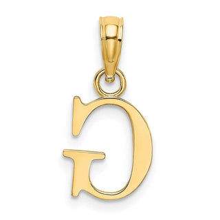 14k Yellow Gold Polished G Block Initial Pendant