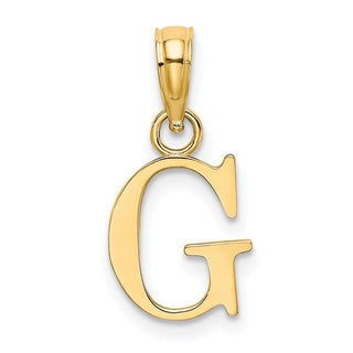 14k Yellow Gold Polished G Block Initial Pendant
