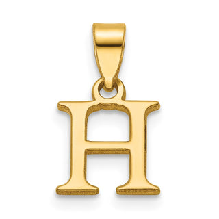 14k Yellow Gold Polished H Block Initial Pendant