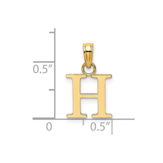 14k Yellow Gold Polished H Block Initial Pendant