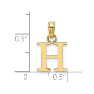 14k Yellow Gold Polished H Block Initial Pendant