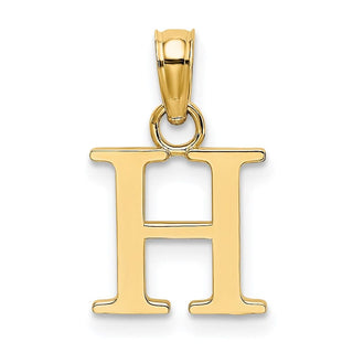 14k Yellow Gold Polished H Block Initial Pendant