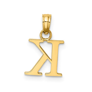 14k Yellow Gold Polished K Block Initial Pendant