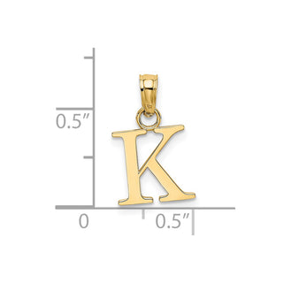 14k Yellow Gold Polished K Block Initial Pendant
