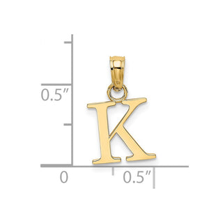 14k Yellow Gold Polished K Block Initial Pendant