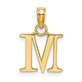 14k Yellow Gold Polished M Block Initial Pendant
