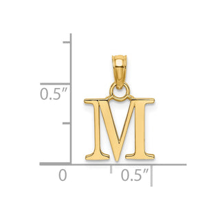 14k Yellow Gold Polished M Block Initial Pendant