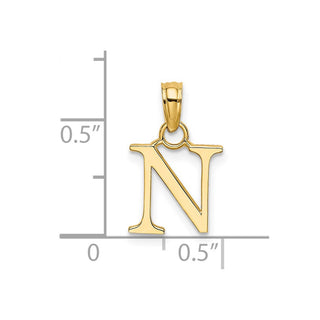 14k Yellow Gold Polished N Block Initial Pendant