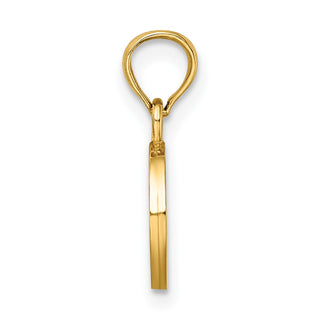 14k Yellow Gold Polished O Block Initial Pendant