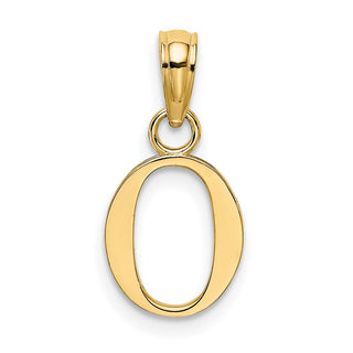 14k Yellow Gold Polished O Block Initial Pendant