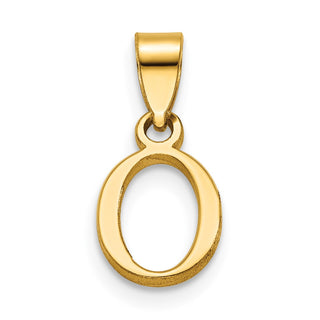 14k Yellow Gold Polished O Block Initial Pendant