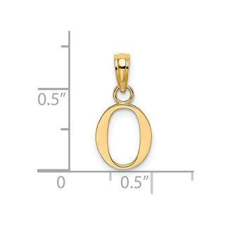 14k Yellow Gold Polished O Block Initial Pendant
