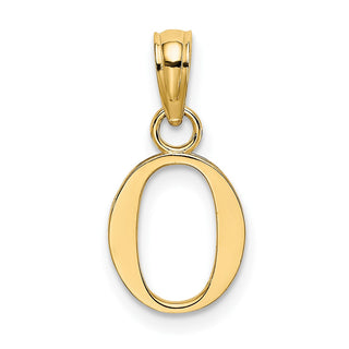 14k Yellow Gold Polished O Block Initial Pendant