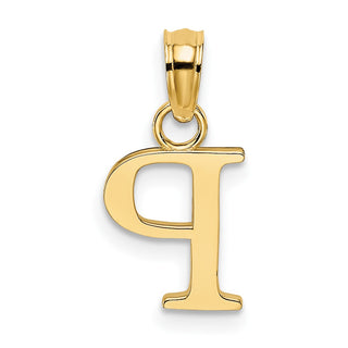 14k Yellow Gold Polished P Block Initial Pendant