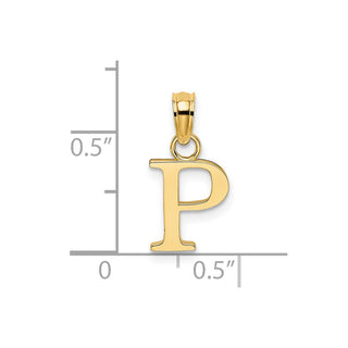 14k Yellow Gold Polished P Block Initial Pendant
