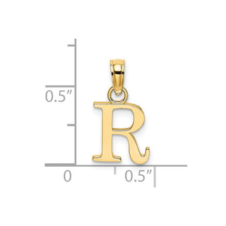 14k Yellow Gold Polished R Block Initial Pendant