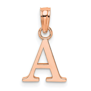 14k Rose Gold Polished A Block Initial Pendant