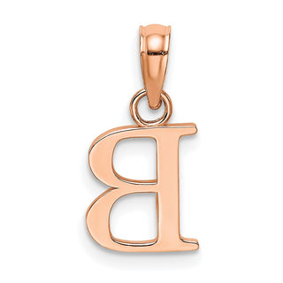 14k Rose Gold Polished B Block Initial Pendant