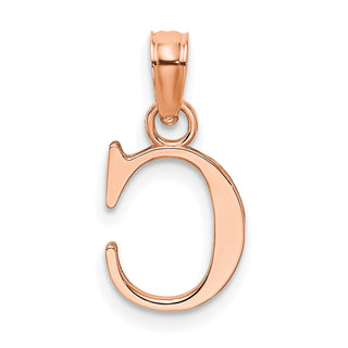 14k Rose Gold Polished C Block Initial Pendant