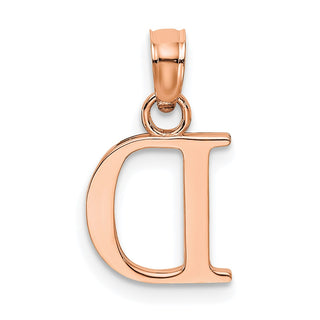 14k Rose Gold Polished D Block Initial Pendant