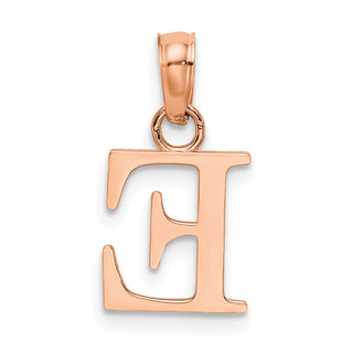 14k Rose Gold Polished E Block Initial Pendant