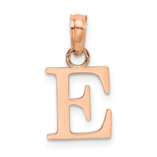 14k Rose Gold Polished E Block Initial Pendant