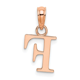 14k Rose Gold Polished F Block Initial Pendant