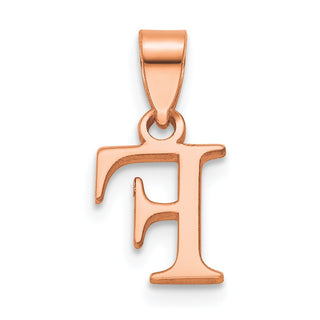 14k Rose Gold Polished F Block Initial Pendant