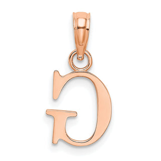 14k Rose Gold Polished G Block Initial Pendant