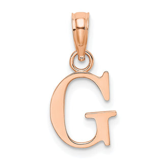 14k Rose Gold Polished G Block Initial Pendant