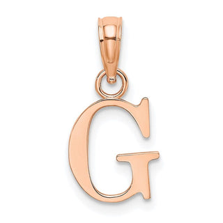14k Rose Gold Polished G Block Initial Pendant