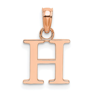 14k Rose Gold Polished H Block Initial Pendant