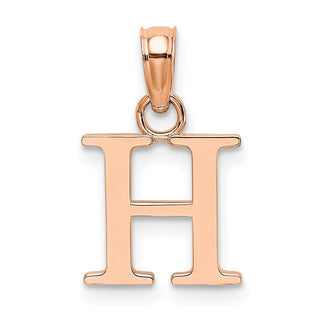 14k Rose Gold Polished H Block Initial Pendant