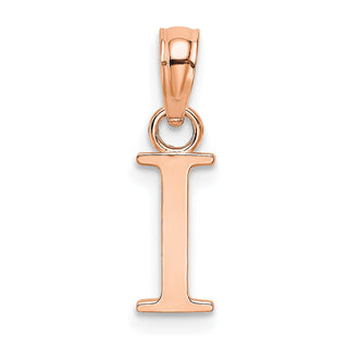 14k Rose Gold Polished I Block Initial Pendant
