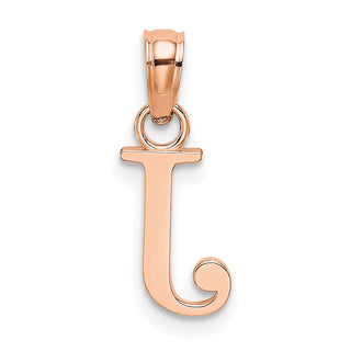14k Rose Gold Polished J Block Initial Pendant