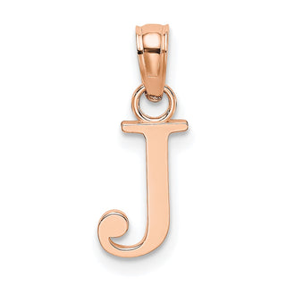 14k Rose Gold Polished J Block Initial Pendant