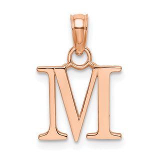 14k Rose Gold Polished M Block Initial Pendant
