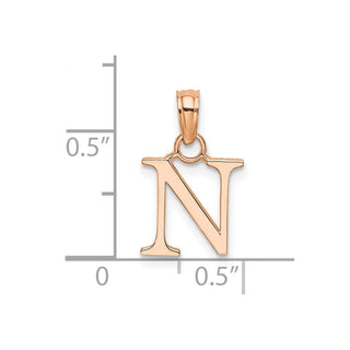 14K Rose Gold Polished N Block Initial Pendant