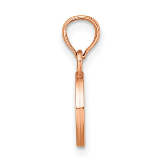 14k Rose Gold Polished O Block Initial Pendant