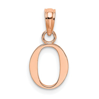 14k Rose Gold Polished O Block Initial Pendant