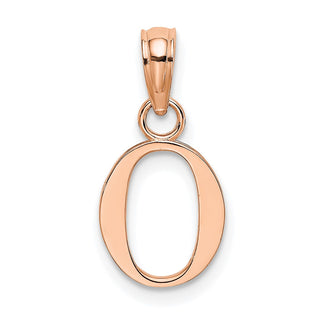 14k Rose Gold Polished O Block Initial Pendant